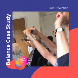 Reaching arms overhead as part of a balance element of falls prevention